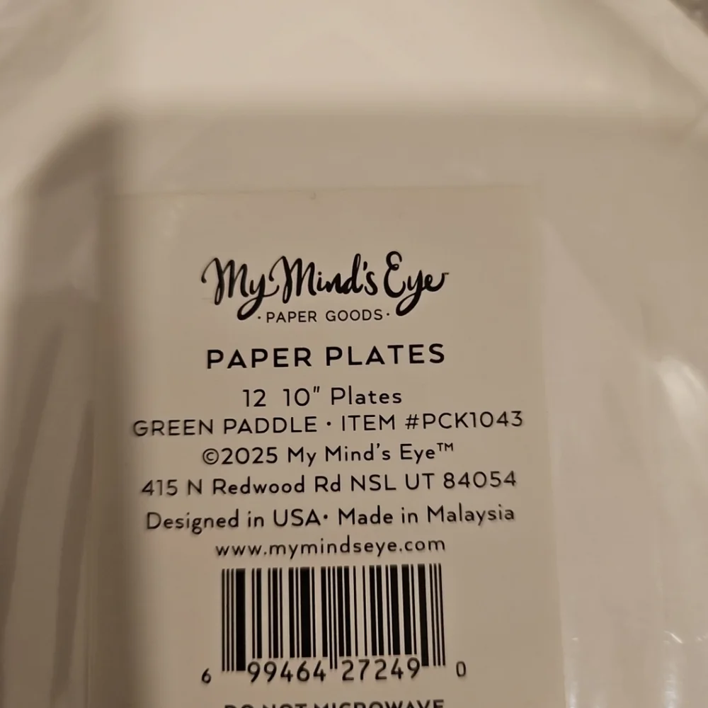 White Pickleball Paddle Paper Plates Set Of 12